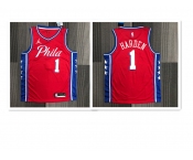 Men's Jordan 76ers #1 Harden Red Basketball Swingman Icon Edition Jersey