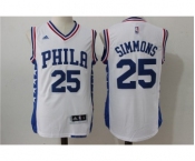 Men's NBA Philadelphia 76ers #25 Ben Simmons White Jerseys