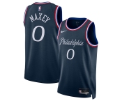 Men's Philadelphia 76ers #0 Tyrese Maxey Navy 2025-26 City Edition Swingman Stitched Jersey Men's Philadelphia 76ers #0 Tyrese Maxey Navy 2025-26 City Edition Swingman Stitched Jersey