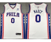 Men's Philadelphia 76ers #0 Tyrese Maxey White 75th Anniversary Association Edition Swingman Stitched Jersey