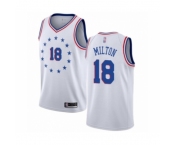 Men's Philadelphia 76ers #18 Shake Milton White Swingman Jersey - Earned Edition