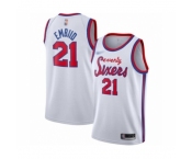 Men's Philadelphia 76ers #21 Joel Embiid Authentic White Hardwood Classics Basketball Jersey