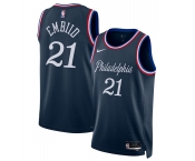 Men's Philadelphia 76ers #21 Joel Embiid Navy 2025-26 City Edition Swingman Stitched Jersey Men's Philadelphia 76ers #21 Joel Embiid Navy 2025-26 City Edition Swingman Stitched Jersey