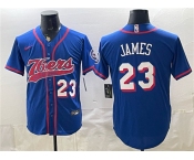 Men's Philadelphia 76ers #23 LeBron James Royal Cool Base Stitched Baseball Jersey Men's Philadelphia 76ers #23 LeBron James Royal Cool Base Stitched Baseball Jersey
