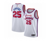 Men's Philadelphia 76ers #25 Ben Simmons Authentic White Hardwood Classics Basketball Jersey