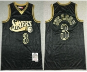 Men's Philadelphia 76ers #3 Allen Iverson Black 2000-01 Hardwood Classics Soul Swingman Throwback Jersey