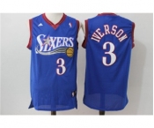 Mens Philadelphia 76ers #3 Allen Iverson Mitchell & Ness Blue Authentic Basketball Jersey