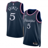 Men's Philadelphia 76ers #5 Quentin Grimes Navy 2025-26 City Edition Swingman Stitched Jersey Men's Philadelphia 76ers #5 Quentin Grimes Navy 2025-26 City Edition Swingman Stitched Jersey