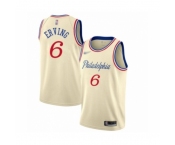 Men's Philadelphia 76ers #6 Erving Swingman Cream Basketball Jersey 2019-20 City Edition