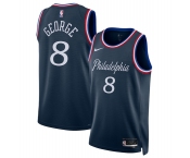 Men's Philadelphia 76ers #8 Paul George Navy 2025-26 City Edition Swingman Stitched Jersey Men's Philadelphia 76ers #8 Paul George Navy 2025-26 City Edition Swingman Stitched Jersey