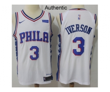 Nike Philadelphia 76ers #3 Allen Iverson White NBA Authentic Association Edition Jersey