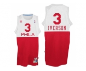 Philadelphia 76ers #3 Allen Iverson White Red Phila Hardwood Classics Swingman Jersey