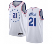 Women's Nike Philadelphia 76ers #21 Joel Embiid White Swingman Jersey - Earned Edition
