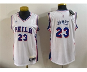 Women's Philadelphia 76er #23 LeBron James White 2026 Association Edition Stitched Basketball Jersey Women's Philadelphia 76er #23 LeBron James White 2026 Association Edition Stitched Basketball Jersey