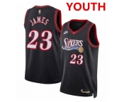Youth Philadelphia 76ers #23 LeBron James Black 2026 Classic Edition Stitched Jersey Youth Philadelphia 76ers #23 LeBron James Black 2026 Classic Edition Stitched Jersey