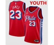 Youth Philadelphia 76ers #23 LeBron James Red 2026 Statement Edition Stitched Jersey Youth Philadelphia 76ers #23 LeBron James Red 2026 Statement Edition Stitched Jersey