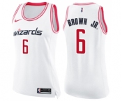 Women's Nike Washington Wizards #6 Troy Brown Jr. Swingman White Pink Fashion NBA Jersey