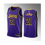Men's Los Angeles Lakers #21 Maxwell Lewis Purple 2023 Draft Statement Edition Stitched Basketball Jersey