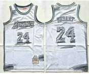 Men's Los Angeles Lakers #24 Kobe Bryant White Sketch Swingman Jersey