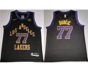 Men's Los Angeles Lakers #77 Luka Doncic Black 2025 Stitched Basketball Jersey