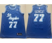 Men's Los Angeles Lakers #77 Luka Doncic Blue 2025 Stitched Basketball Jersey