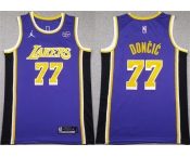 Men's Los Angeles Lakers #77 Luka Doncic Puple 2025 Stitched Basketball Jersey