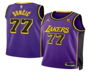 Men's Los Angeles Lakers #77 Luka Doncic Purple 2025 Statement Edition Stitched Jersey