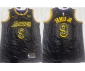 Men's Los Angeles Lakers #9 Bronny James Jr. Black 2024 Draft Stitched Basketball Jersey