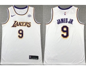 Men's Los Angeles Lakers #9 Bronny James Jr. White 2024 Draft Icon Edition Stitched Basketball Jersey