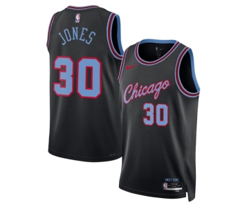 Men's Chicago Bulls #30 Tre Jones Black 2025-26 City Edition Swingman Stitched Basketball Jersey