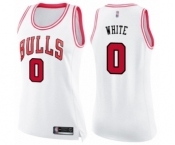 Women's Chicago Bulls #0 Coby White Swingman White Pink Fashion Basketball Jersey