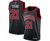 Women's Chicago Bulls #21 Thaddeus Young Swingman Black Finished Basketball Jersey - Statement Edition