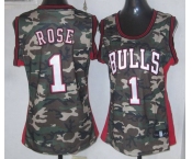 women nba chicago bulls #1 rose camo