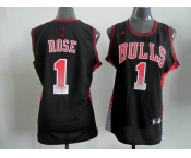 women nba jerseys chicago bulls #1 rose black[limited edition]