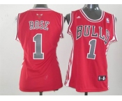 women nba jerseys chicago bulls #1 rose red