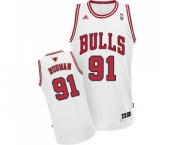 Youth Adidas Chicago Bulls #91 Dennis Rodman Swingman White Home NBA Jersey