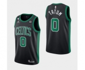 Men's Boston Celtics #0 Jayson Tatum Black No.6 Patch Stitched Basketball Jersey