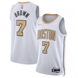 Men's Boston Celtics #7 Jaylen Brown White 2025-26 City Edition Swingman Stitched Basketball Jersey Men's Boston Celtics #7 Jaylen Brown White 2025-26 City Edition Swingman Stitched Basketball Jersey