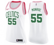 Women's Nike Boston Celtics #55 Greg Monroe Swingman White Pink Fashion NBA Jersey