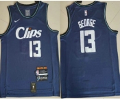 Men's Los Angeles Clippers #13 Paul George Blue 2024 City Edition Swingman Sponsor Stitched Jersey