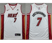 Men's Miami Heat #7 Giannis Antetokounmpo White 2026 Association Edition Swingman Stitched Basketball Jersey Men's Miami Heat #7 Giannis Antetokounmpo White 2026 Association Edition Swingman Stitched Basketball Jersey