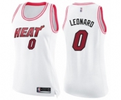 Women's Miami Heat #0 Meyers Leonard Swingman White Pink Fashion Basketball Jersey