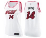 Women's Miami Heat #14 Tyler Herro Swingman White Pink Fashion Basketball Jersey