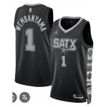 Men's San Antonio Spurs #1 Victor Wembanyama Black 2025 Statement Edition Stitched Basketball Jersey