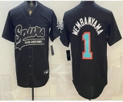 Men's San Antonio Spurs #1 Victor Wembanyama Black Stitched Baseball Jersey Men's San Antonio Spurs #1 Victor Wembanyama Black Stitched Baseball Jersey