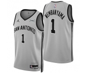 Men's San Antonio Spurs #1 Victor Wembanyama Silver 2025-26 Statement Edition Stitched Basketball Jersey Men's San Antonio Spurs #1 Victor Wembanyama Silver 2025-26 Statement Edition Stitched Basketball Jersey
