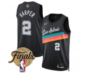 Men's San Antonio Spurs #2 Dylan Harper Black 2026 Finals Patch City Edition Stitched Basketball Jersey Men's San Antonio Spurs #2 Dylan Harper Black 2026 Finals Patch City Edition Stitched Basketball Jersey