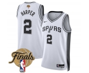 Men's San Antonio Spurs #2 Dylan Harper White 2026 Finals Patch Association Edition Stitched Basketball Jersey Men's San Antonio Spurs #2 Dylan Harper White 2026 Finals Patch Association Edition Stitched Basketball Jersey