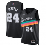 Men's San Antonio Spurs #24 Devin Vassell Black 2025-26 City Edition Swingman Stitched Basketball Jersey Men's San Antonio Spurs #24 Devin Vassell Black 2025-26 City Edition Swingman Stitched Basketball Jersey