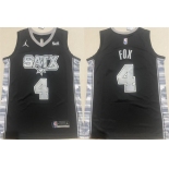 Men's San Antonio Spurs #4 De'Aaron Fox Black 2024-25 Statement Edition Stitched Basketball Jersey